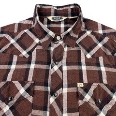 Salt Valley Western Shirt Men’s M Brown Plaid Pearl Snap Cowboy Long Sleeve