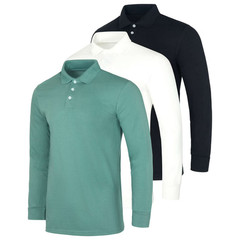 3-Pack: Men’s Cotton Jersey Long-Sleeve Polo Shirts (S-3XL)