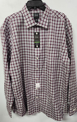 Jos. A. Bank Traveler Tailored Fit Men’s Button-Up Wine Plaid Shirt SZ XXL NWT