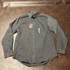 NWT Van Heusen Flex Men’s M Classic Fit 15-15.5 Dark Grey Cotton Blend Button Up