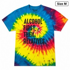 Spencer’s Tie Dye Graphic T Shirt Alcohol First Then Relatives Funny Adult M