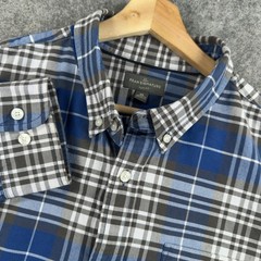 LL Bean Signature Shirt Mens XL Blue Plaid 100% Cotton Long Sleeve Button Down