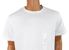 Alfani Mens T-Shirt New XL White Crew Neck Short Sleeve Stretch Knit Self Design