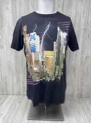 Veece Mens Med Graphic Tshirt Downtown City Lightweight Lightning