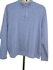 Consensus Mens XL 1/4 Zip Pullover Sweater Blue 100% Cotton Long Sleeve Casual