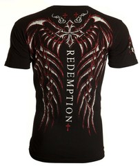 ARCHAIC by AFFLICTION Mens T-shirt Spine Wings Black Regular Fit S-2XL