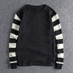 Vintage Mens Striped Long Sleeve T-Shirts Casual Crew Neck Motorcycle Top