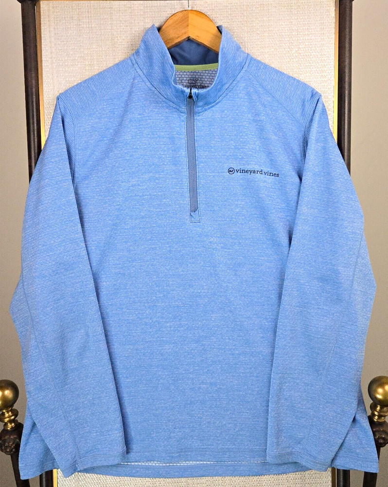 VINEYARD VINES Size XL Mens 1/4 Zip Performance Pullover Microfleece Backed Blue