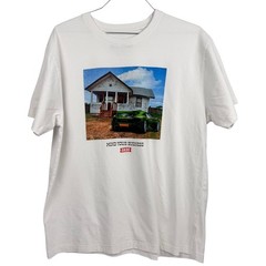 AKOO Mens White Graphic T Shirt Mind Your Business Green Car House Print Size XL