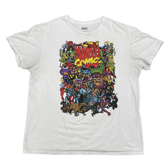 Marvel Hero T-Shirt Mens XL White Collage Comics Graphic Tee Academia Streetwear