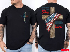Stand for the Flag Kneel for the Cross T-Shirt Patriotic Christian Faith Tee