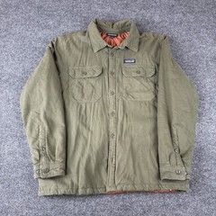 Patagonia Insulated Fjord Flannel Jacket Mens Large Basin Green 20385 Button Up