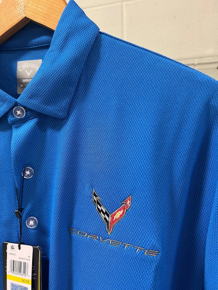 NEW!! C8 Corvette Men’s Birdseye BLUE Polo Shirt
