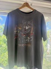 Vintage 1989 Harley Davidson 3D Emblem Survivors Wolf L Biker Shirt FortworthTx