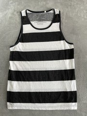 GUESS Tank Top T Shirt Men’s Medium Black White Cotton Blend Summer Preppy