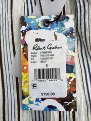Robert Graham Mens Shirt White/Multi Size S, Stamford Classic Fit Long Sleeve