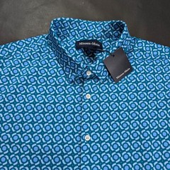 $118 Mizzen+Main Dress Shirt Men Size L Classic Fit Teal Kaleidoscope SS Halyard