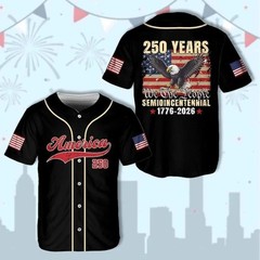 4th Of July America 250th Anniversary Baseball Jersey Patriotic USA Flag Shirt M