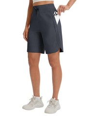 Bermuda Knee Length Shorts for Women Athletic Running Stretchy Workout Shorts…