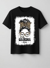 Women Leopard Messy Bun In My Grandma Era Bleached Graphic T-Shirt