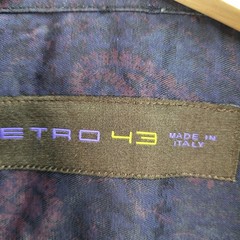 Etro Shirt Mens 43 Purple Blue Button Down Long Sleeve Paisley Made in Italy