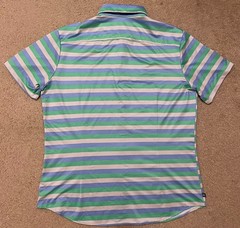 Mizzen+Main Halyard Shirt Mens L Trim Fit Green Multi-Stripe Blue Gray Button Up