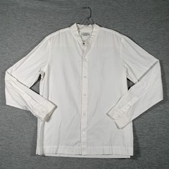 AllSaints Hoboken Shirt Mens Large White Solid Long Sleeve Button Front Casual