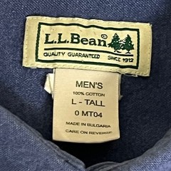 LL Bean Mens Large Tall Blue Cotton Chamois Flannel Shirt Long Sleeve 0MT04