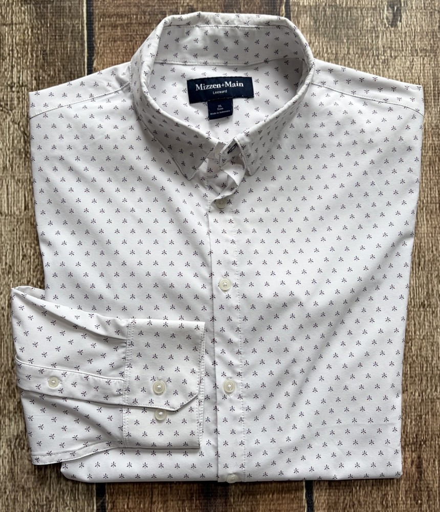 MIZZEN + MAIN LEEWARD TRIM FIT SHIRT GEO MULTI MENS XL EXCELLENT CONDITION