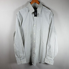 NWT Express 1MX Shirt Men Large White Fitted Button Up Dress Stretch Long Sleeve