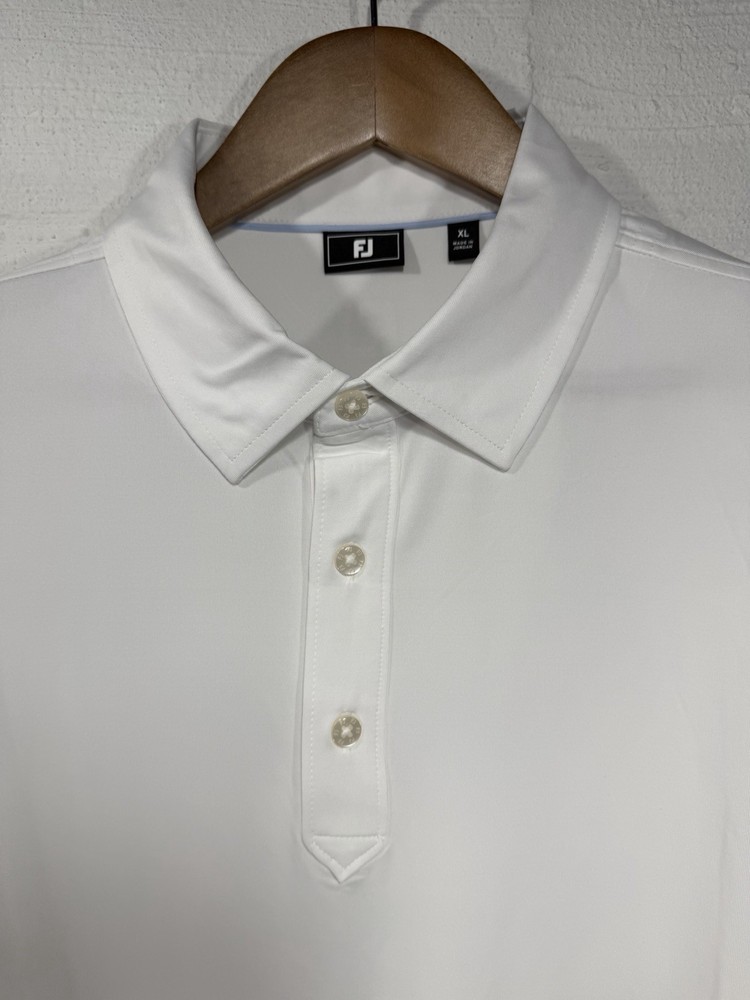 Footjoy Prodry Performance Solid Lisle SS Polo Golf Shirt White Wicking XL
