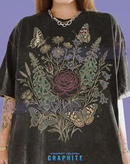 Rose Wildflowers Butterflies Botanical Comfort Tee Floral Nature Gift