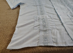 Omega Italy Mens Big Tall 4X Embroidery Pattern Light Blue 4 Pocket Front