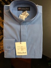 Mens’ mandarin collar ( banded collar) dress shirt Style# SG01(French Blue)