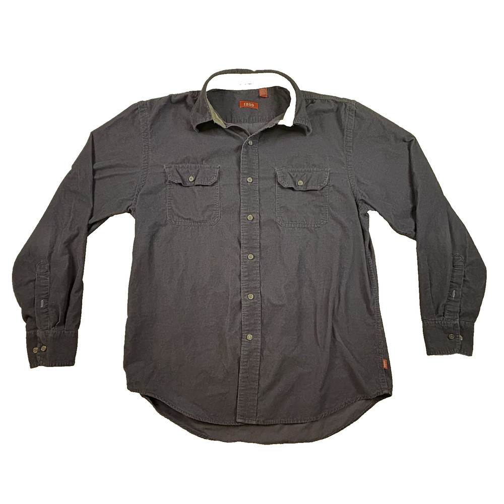 IZOD Men’s M LS Button Up Dark Blue Utility Work Shirt SEE DESCRIPTION