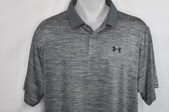 UNDER ARMOUR 3XLT Men’s LOOSE Poly Spandex Performance Polo Heather Gray
