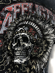AFFLICTION Men’s T-shirt AC IROQUOIS BLACK LAVA Biker Skull Tattoo MMA S-4XL