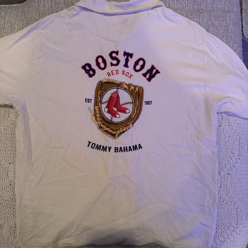 Tommy Bahama BOSTON RED SOX Silk Shirt Size L Baseball MLB Sample