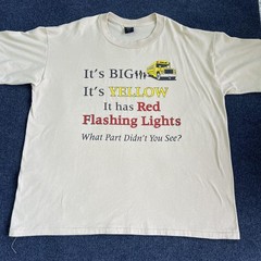 Vintage School Bus Safety Shirt Mens 3XL Beige Graphic Big Yellow Funny 90s