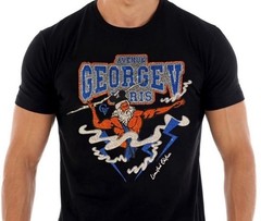 Avenue George V Paris T-Shirt Teddy Bear Rhinestone Men’s Black fitted Tee Shirt