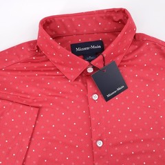 NEW Mizzen + Main Halyard Shirt Red Clay Dot Short Sleeve Mens M Trim Tall $118