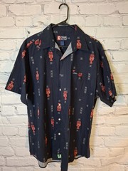 Chaps Ralph Lauren Lobster Print Shirt Men’s Large Navy Cotton Camp Hawaiian