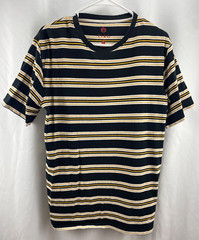 Zumiez Zine Black Yellow White Striped T Shirt Size Large Summer Skateboard D
