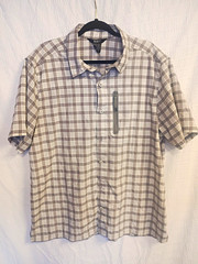 5.11 Men’s Gray White Plaid Button-Up Shirt Zip Chest Pocket XL