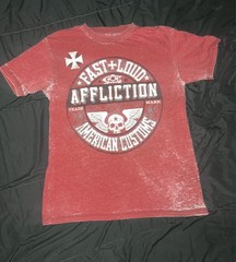 Affliction Men’s Red Graphic Skull Crew Neck Short Sleeve T-Shirt Size L