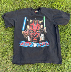 Star Wars Episode I Jedi vs Sith Double-Sided Graphic Tee Men’s XL Black