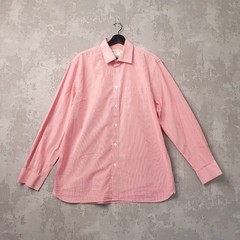 Howick Cotton Shirt Mens 16.5 L Regular Fit Red White Striped Button Up