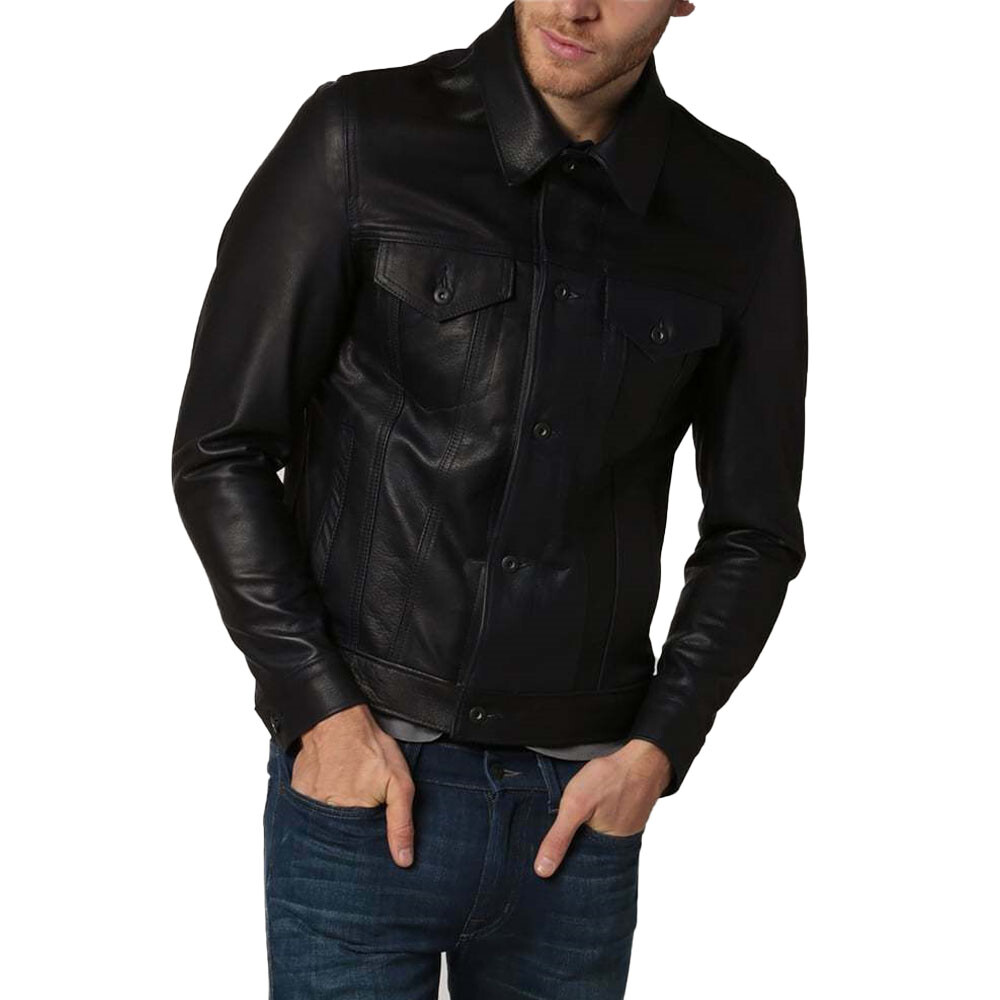 Men Shirts New Men’s Genuine Lambskin Leather Shirt Jacket Stylish Soft Slim Fit