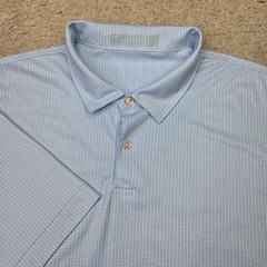 Peter Millar Featherweight Polo Shirt Mens XL Blue Geometric Golf Performance