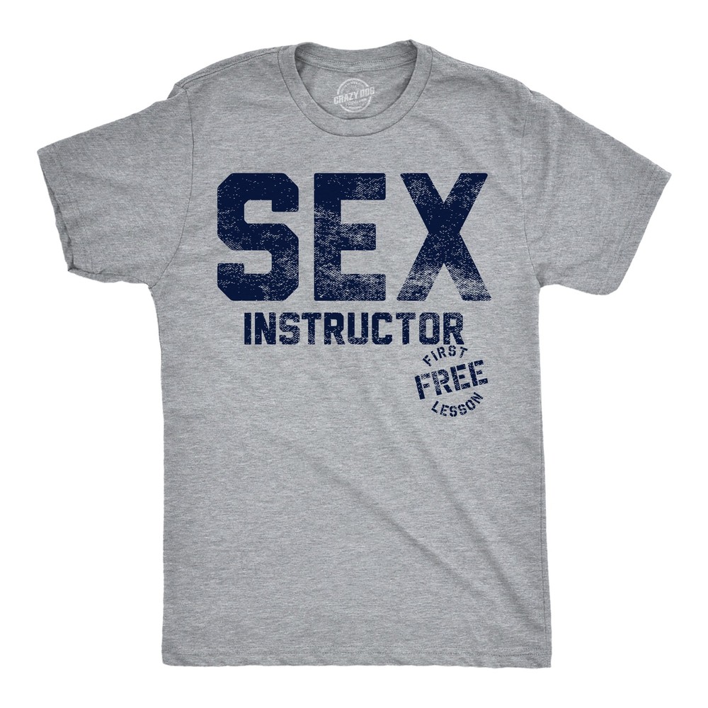 Mens Funny T Shirts Sex Instructor Sarcastic Novelty Tee for Men